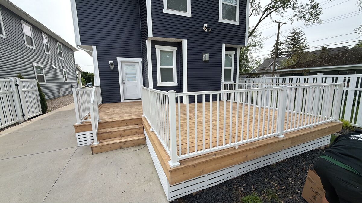 Freshly cleaned wood deck, light and evenly washed, Bloomfield Hills MI