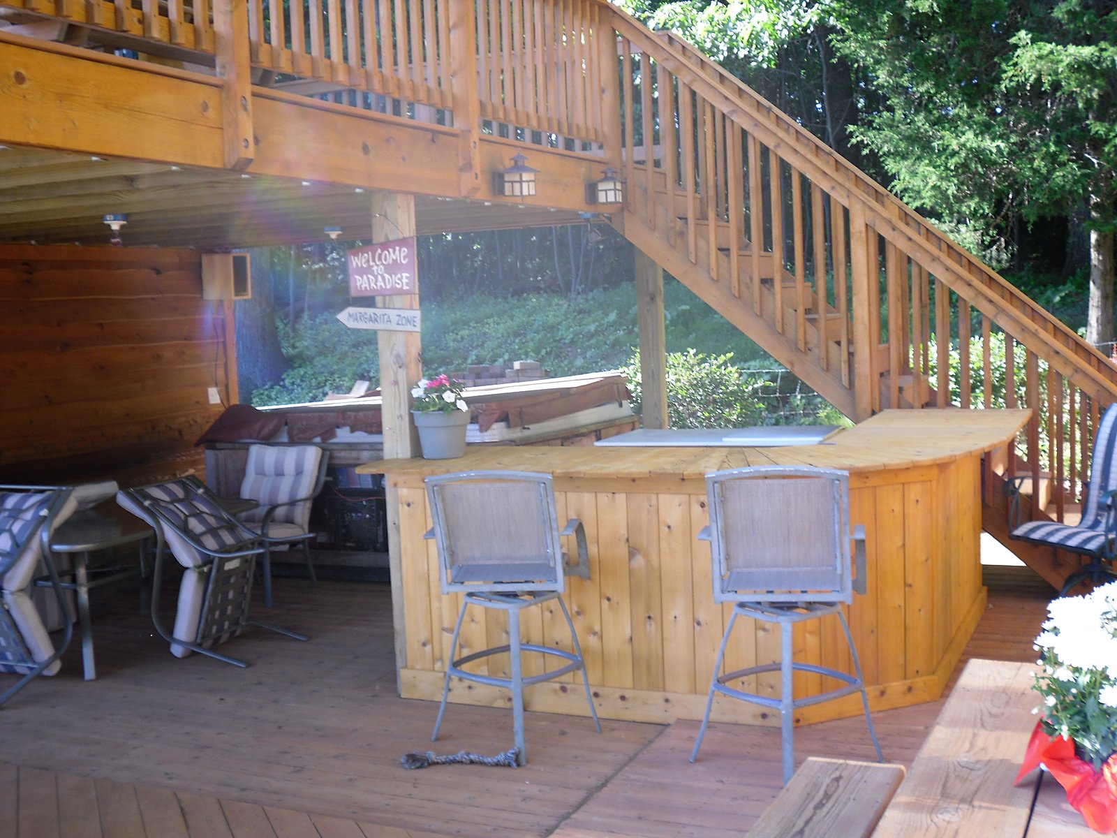 Freshly stained deck boards in Howell, MI