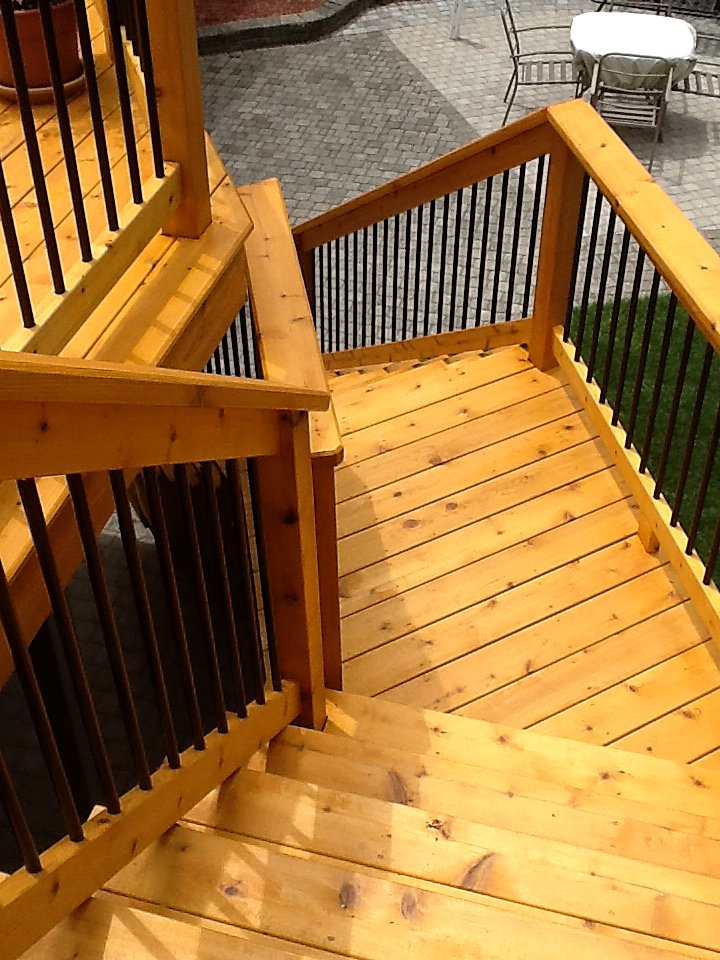 New deck staircase, honey tone in Plymouth, MI