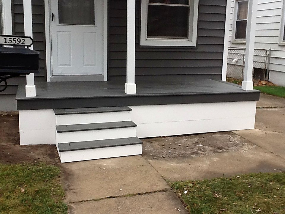 Freshly restored composite porch steps in Royal Oak, MI
