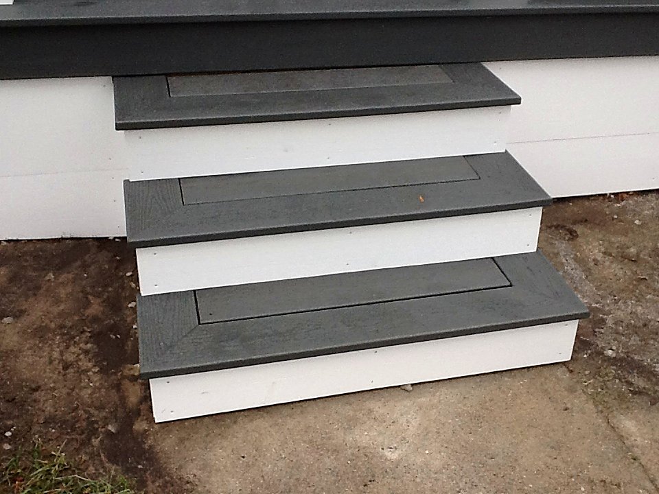 New composite porch steps, close-up in Royal Oak, MI