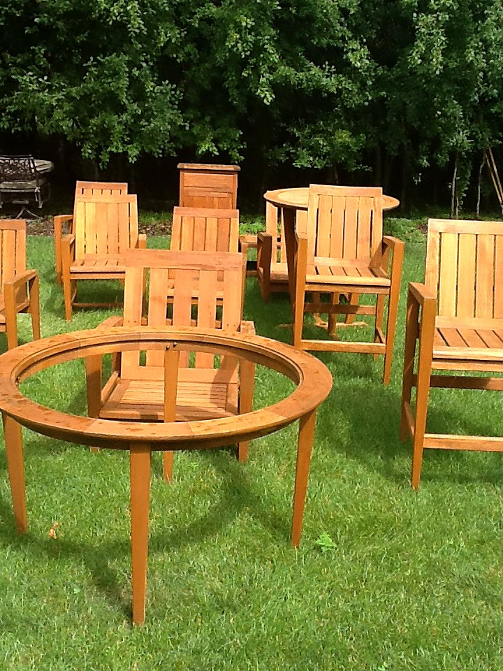 Refinished teak patio furniture in Southeast Michigan