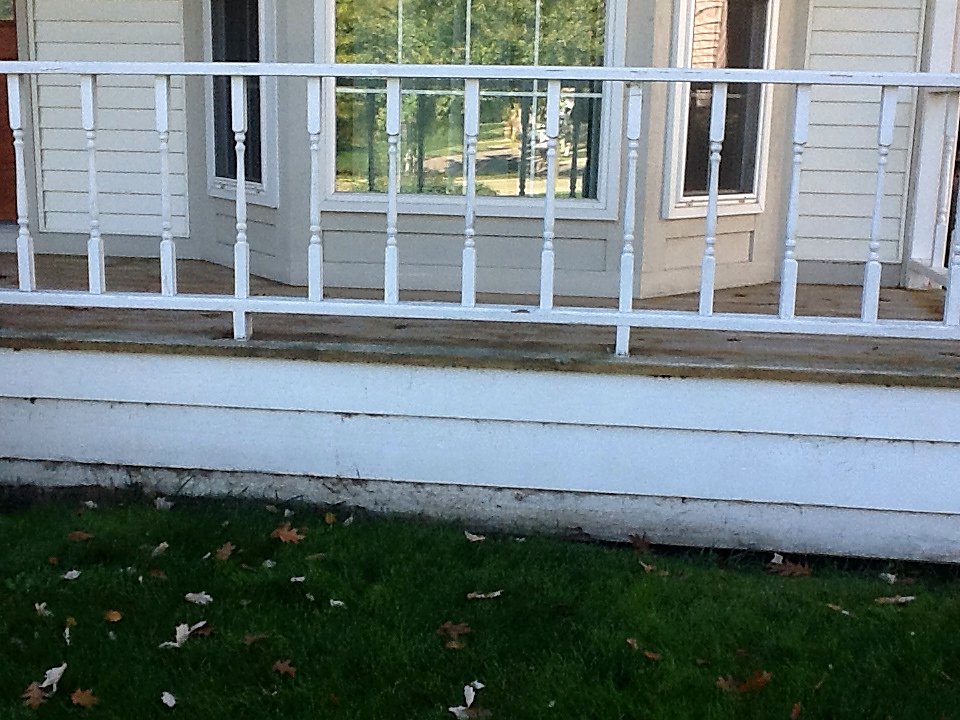Freshly painted porch railing, close-up in Southeast Michigan