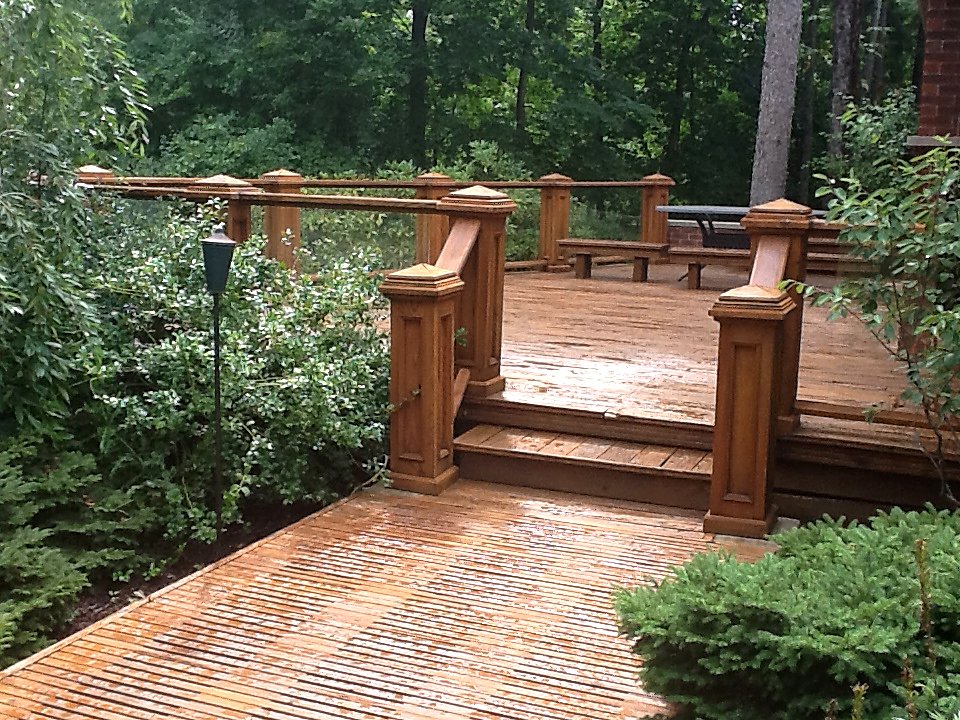 Freshly stained deck walkway in Southeast Michigan