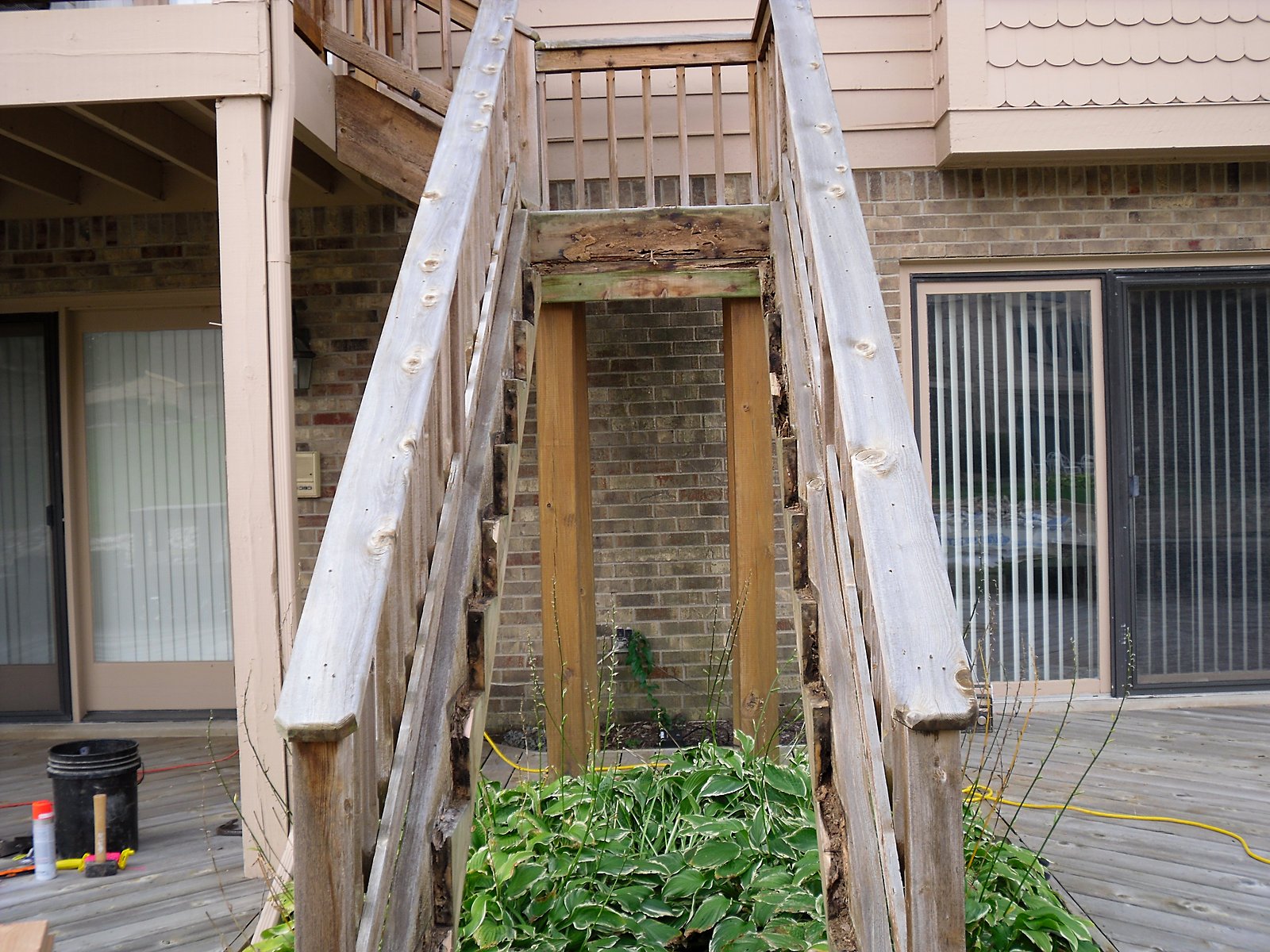 Deck stairs before repair in Southeast Michigan