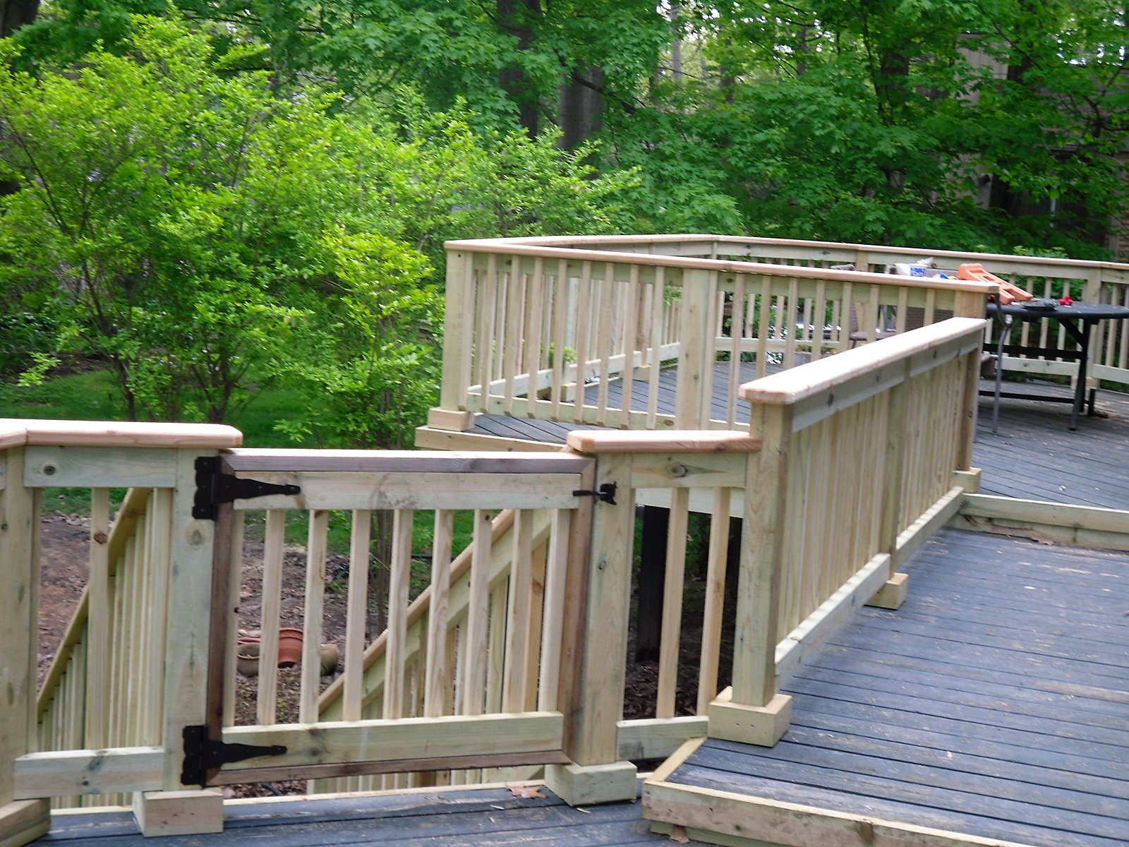 New deck railing, close-up in Southeast Michigan